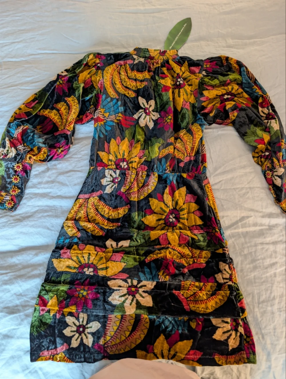 NWT Farm Rio Macaw Ballet Velvet Mini Dress - XS Long Sleeve Mock Neck - Picture 2 of 10